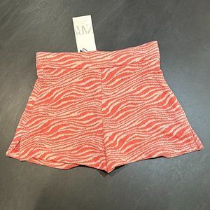 Zara Women's Medium Pink Zebra Print Loungewear Beach Shorts 2.5" Inseam Pull On